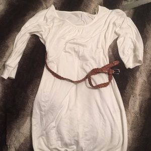 white dress with belt